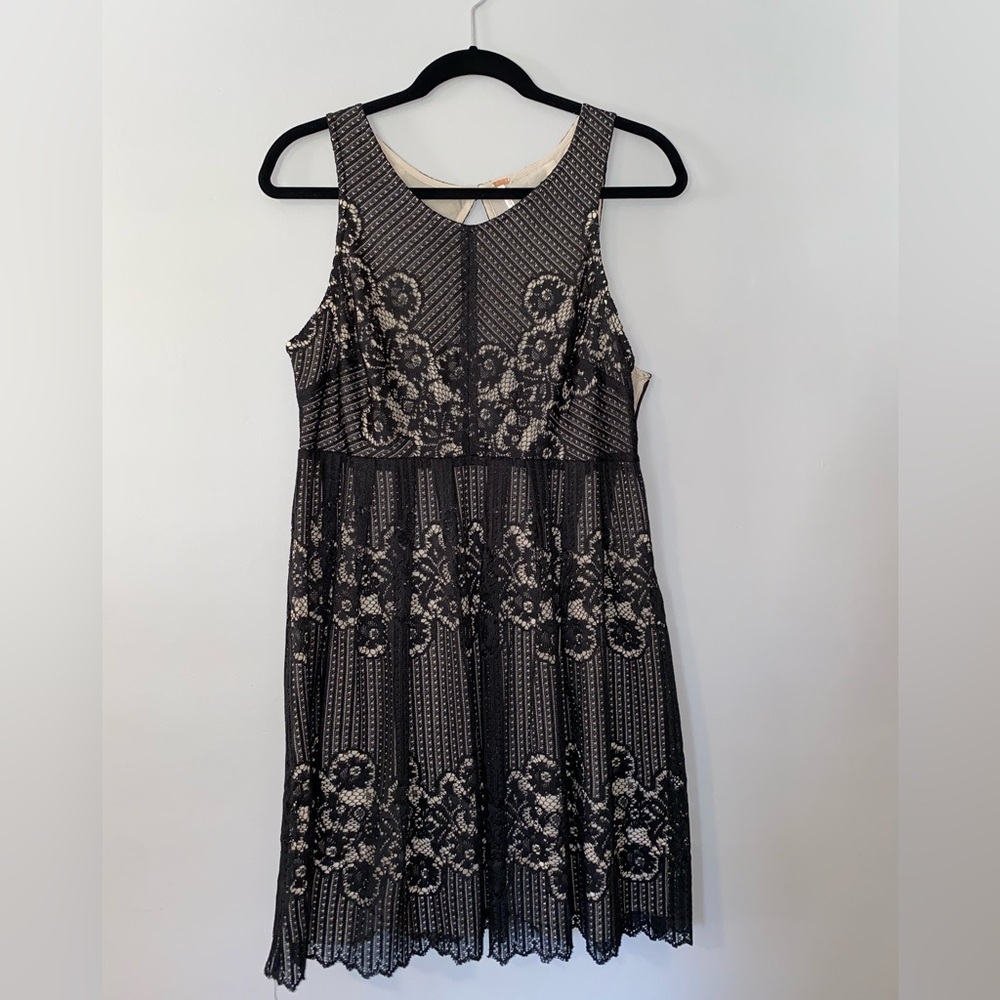 Free People Rocco Open Back Lace Dress in Black